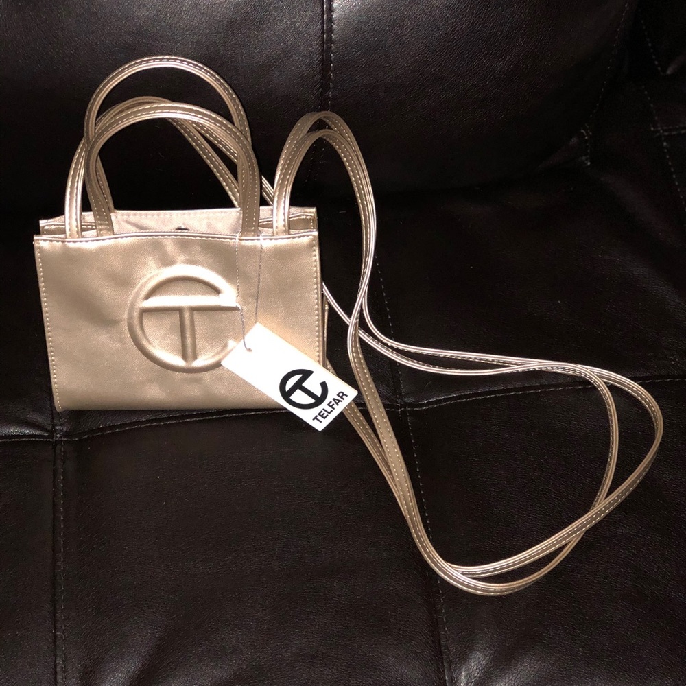 *Brand new* Mini gold metallic telfar bag